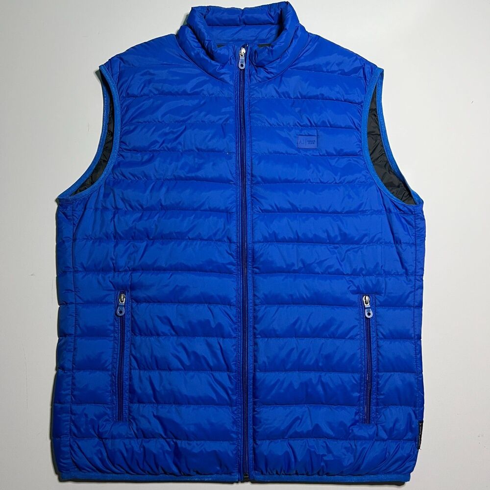 Armani Jeans Men blue Down Puffer Vest Gilet Lightweight Down Size 54 XL